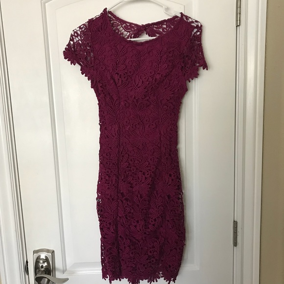Lulus Dresses & Skirts - Romance Language Magenta Backless Lace Dress